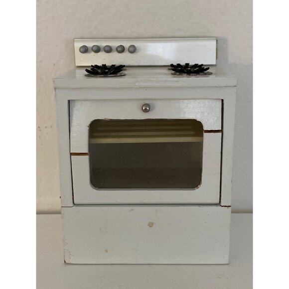 Doll House Miniature White Silver Wood Kitchen Oven Sink Refrigerator 3Pc VTG - Picture 2 of 16